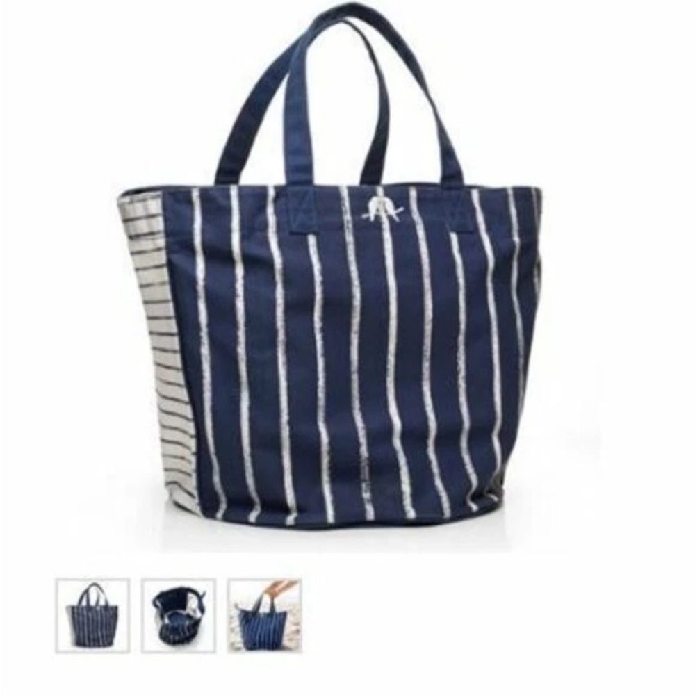 Chloe & Isabel XL Canvas Tote Navy & White stripes
